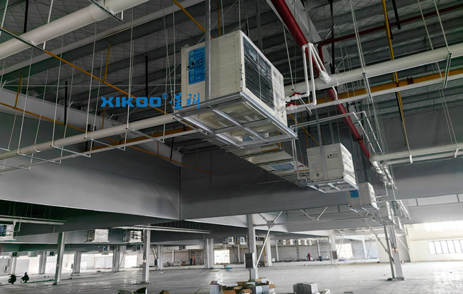 大型制衣廠整體降溫，應用蒸發冷省電空調-臥式軸流機組