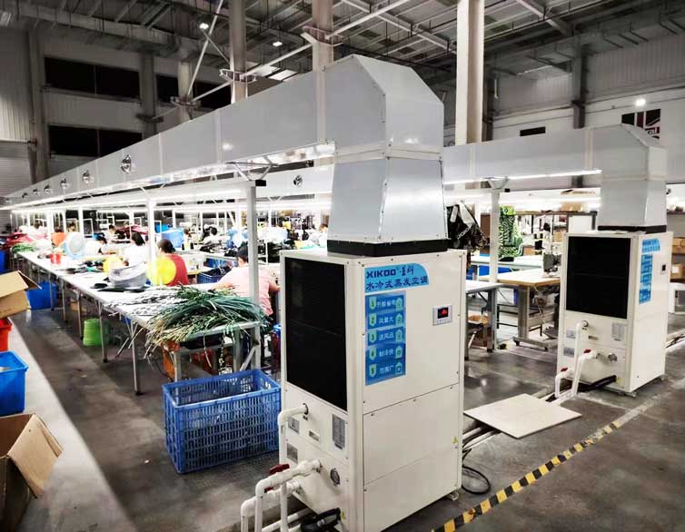 制衣廠制冷降溫，安裝星科蒸發冷省電空調-立式管道機