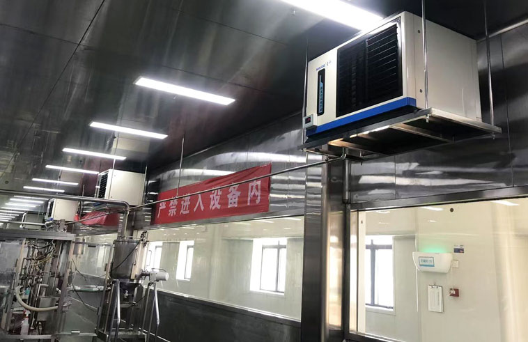 食品工廠車間，安裝蒸發(fā)冷省電空調(diào)-臥式軸流款